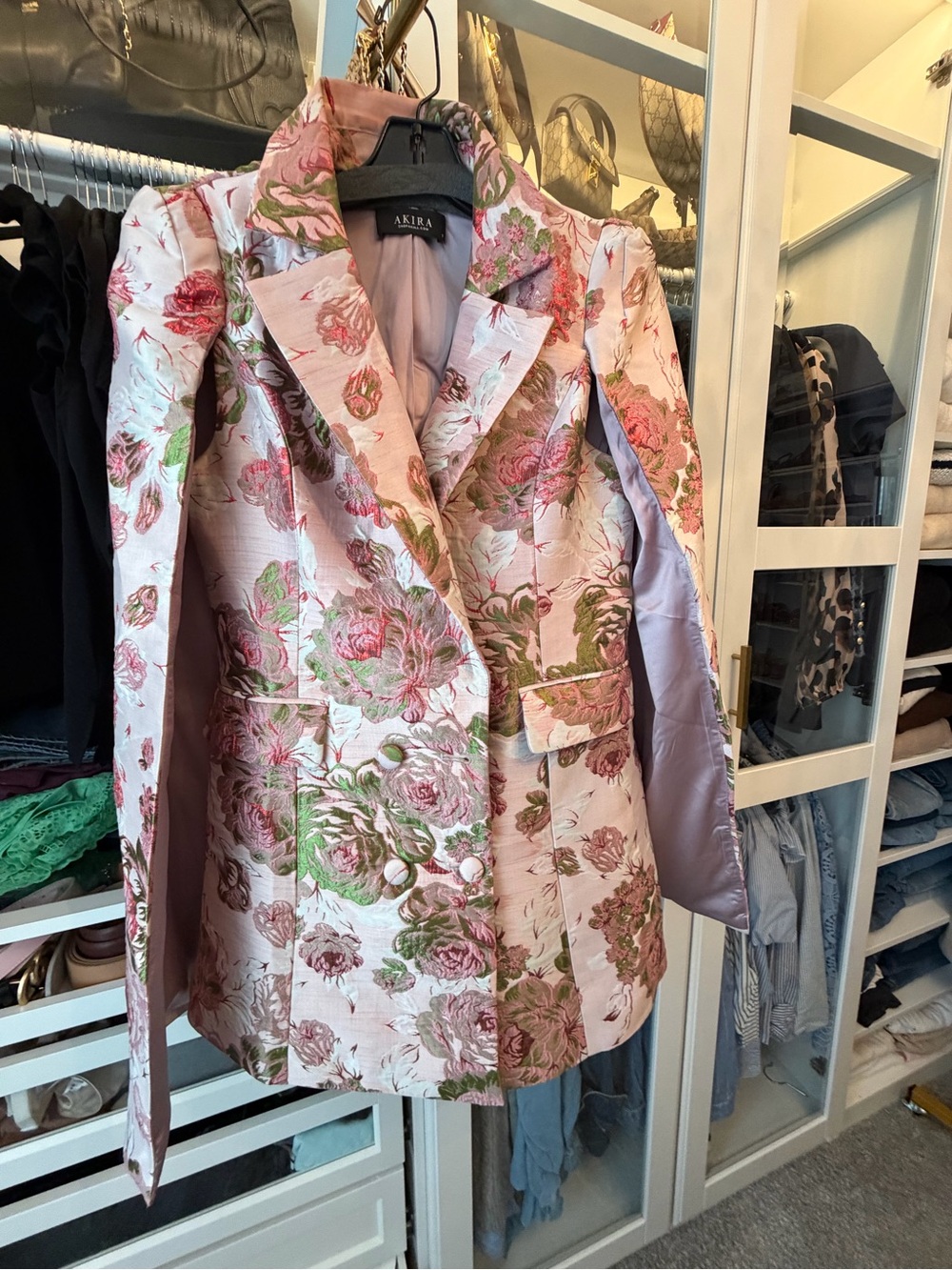Floral-Print Pink Cape Blazer Dress - Picture 7 of 7